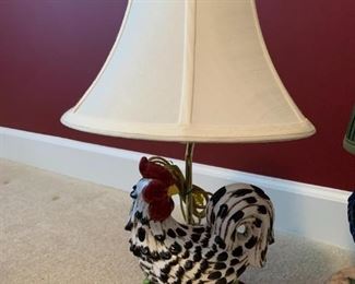#52	Porcelain wood base chicken lamp 19"	 $75.00 
