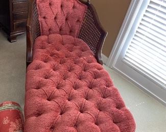 #61	Rose colored button backed chaise lounge 53x26	 $175.00 
