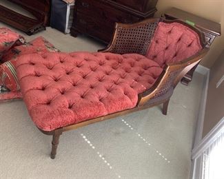 #61	Rose colored button backed chaise lounge 53x26	 $175.00 
