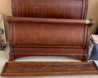 #62	Queen sleigh bed carved  side rails and side 54" tall	 $420.00 

