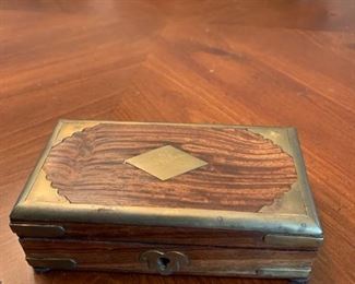 #77	Small wood and brass box with key 6x3x2	 $40.00 

