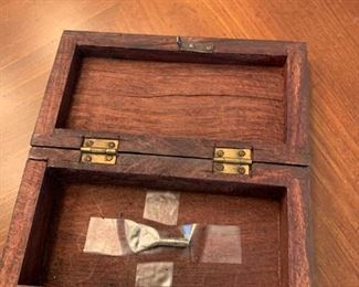 #77	Small wood and brass box with key 6x3x2	 $40.00 

