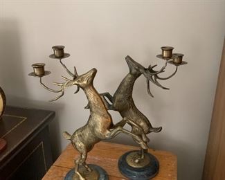 #78	Pair of deer candle holders with marble base Petites Choses USA 16"	 $100.00 

