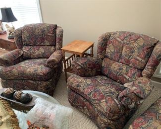 #84	2 Lane club chairs Sherlock Holmes pattern as is (springs) ($60 each)	 $120.00 
