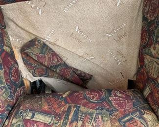 #84	2 Lane club chairs Sherlock Holmes pattern as is (springs) ($60 each)	 $120.00 
