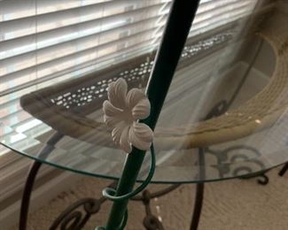 #93	Green painted metal floor lamp hand painted ivy shade 63"	 $100.00 
