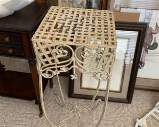 #96	White painted iron fern stand 10x10x27	 $35.00 
