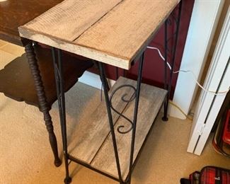 #103	Metal Iron Base w/Weathered Gray Wood (lift-off Top) w/shelf - 11.5x30.5T	 $75.00 
