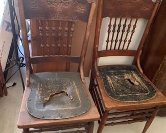 #151	(2) as is carved Oak Chairs - sold as a set	 $20.00 
