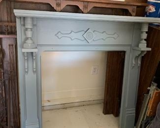 #152	Blue-painted Wood Mantle - 48x9x48 - Inside 33x35	 $40.00  - sold
#153	Iron 3 Rack Quilt Hanger Stand   - 27x13x36	 $75.00 
