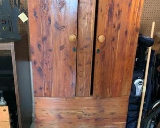 #159	Cedar 2 door Armoire w/hanging rod - 32x21x64	 $65.00 
