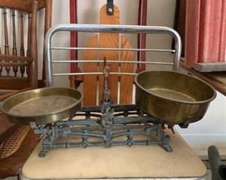 #168	Cast Iron/Brass Scale - Vtg. 	 $50.00 
