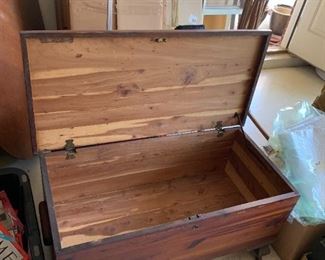 #186	Cedar Chest on Legs w/wheels   36x17x18	 $75.00 
