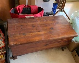 #186	Cedar Chest on Legs w/wheels   36x17x18	 $75.00 
