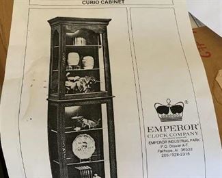#187	Emperor Clock Co. Curio Cabinet Kit - New in Box - Never Opened (2)  $75 each	 $150.00 

