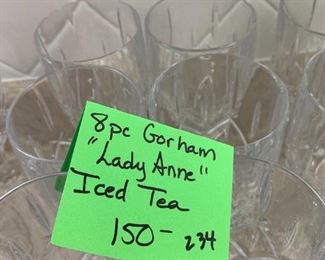 #234	Gorham 8 pc "Lady Anne" Ice Tea Glasses	 $150.00 
