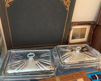 #244	Silverplate Server w/ Casserole Dish & Lid (2)   $35 each	 $70.00 
