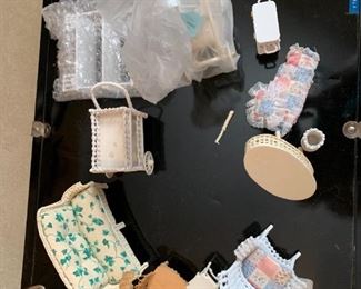 #258	Wicker Furniture for Doll House Set - some pcs. Signed - Approx. 10 pcs.	 $75.00 
