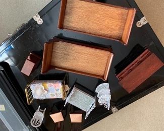 #260	doll house furniture 10 pc. Twin Beds w/2 addtl. Beds, Chairs, Dresser & nightstand	 $50.00 
