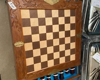 #306	wood carved chest set with storage drawers under the board	 $60	
