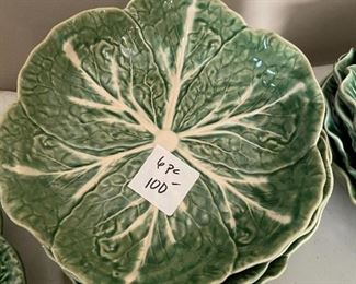 #307		Bordallo Pinneiro Portugal china 6 piece lettuce salad bowls 	 $100.00 	
