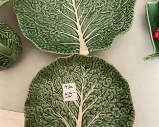 #308	Lettuce	Bordallo Pinneiro Portugal china Lettuce 3 salad bowls and large salad bowl 	 $55.00 	
