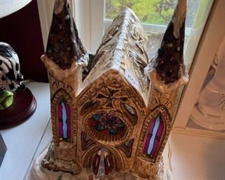 #320	ceramic church with base and tea lights by Blue Sky 	 $80.00 	
