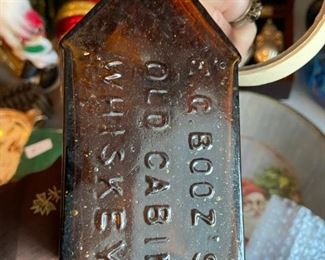 #322		Commenmorating the summit meeting of President Lyndon B. Johnson and premier Alex Kosygin at Glassboro NJ 1967 cabin shape whiskey bottle 	 $50.00 