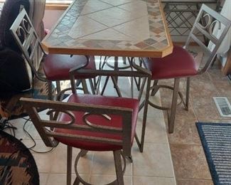 Pub Table with 4 Swivel Barstools
