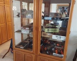 Oak Display Cabinet - Contents Not Included