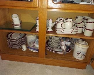 Contents of Bottom of Display Cabinet - Holiday Stoneware - Bring Boxes