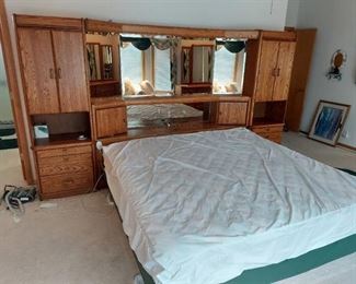 Oak King Size Wall Unit Bed