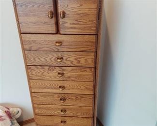 Oak Lingerie Chest - Rotates with Dressing Mirror on Back
