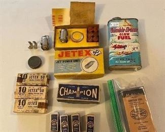 Champion model airplane spark plugs, Jetex Engine and fuel.