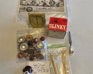 Bakelite  crochet hooks, scale weights.