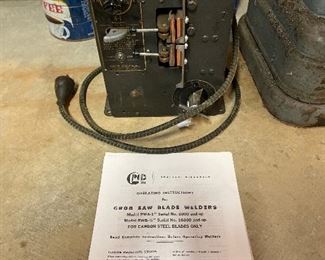 Grab saw blade welder.