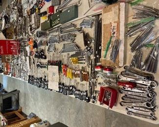 One of two tables full of Snap-on Tools.