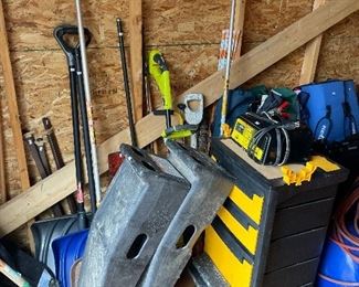 Stihl Weedwhacker, car ramps, garden and yard tools, car ramps.