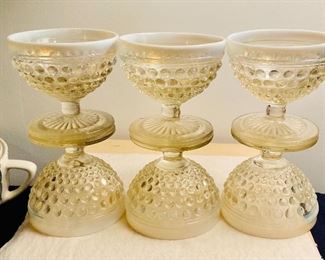 Hobnail, Iridescent Rimmed Dessert Cups
