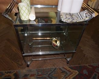 Modern Chrome and Glass Bar Cart