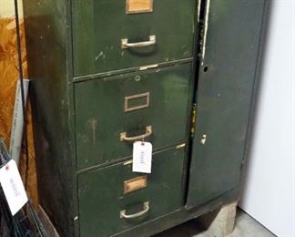 Vintage Steel 3 Drawer Cabinet With Side Door, 40" x 30" x 16"