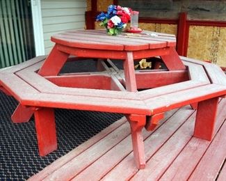 Handcrafted Octagonal Picnic Table, 28" x 77" x 77"