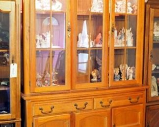 Lighted Four Door China Cabinet With Two Drawers, 82" x 53" x 18"