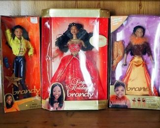 Mattel 1999 Brandy Barbie Dolls, Including Super Star Brandy And Singing Holiday Brandy, In Original Boxes, Qty 3