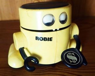 Coin Bank Assortment, Including Radio Shack Robie, Battery Operated Safe, And Piano