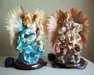 Eleco Fiber Optic Angel Chambord Collection Angel Lamps, Qty 2, 16" Tall