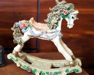 Wood Jewelry Box, Dove Mirror With Storage, Cast Resin Unicorns, Candle, And More