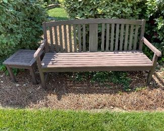wood bench & side table
