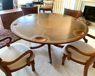 Leather-top game table with 4 chairs