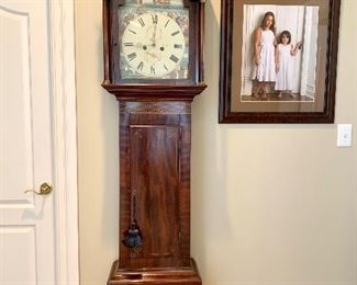 Antique tall case clock:
7’5” tall by 18” wide, 9’5” deep